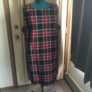 Red plaid pinafore with pockets